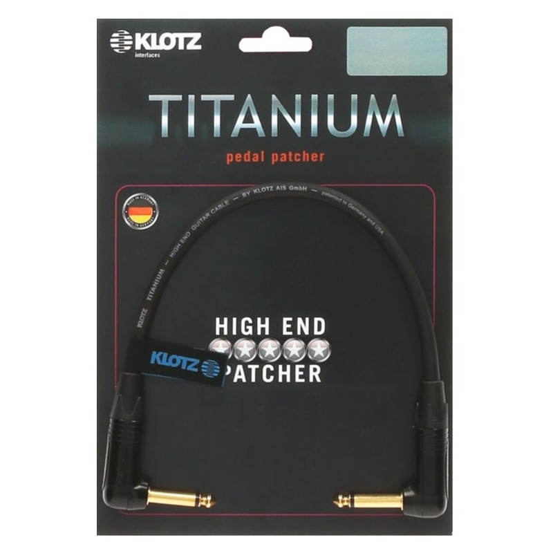 KLOTZ Titanium High-End Starquad 20cm 클로츠 기타 패치 케이블 (TSㄱ자:TSㄱ자, Neutrik 커넥터)