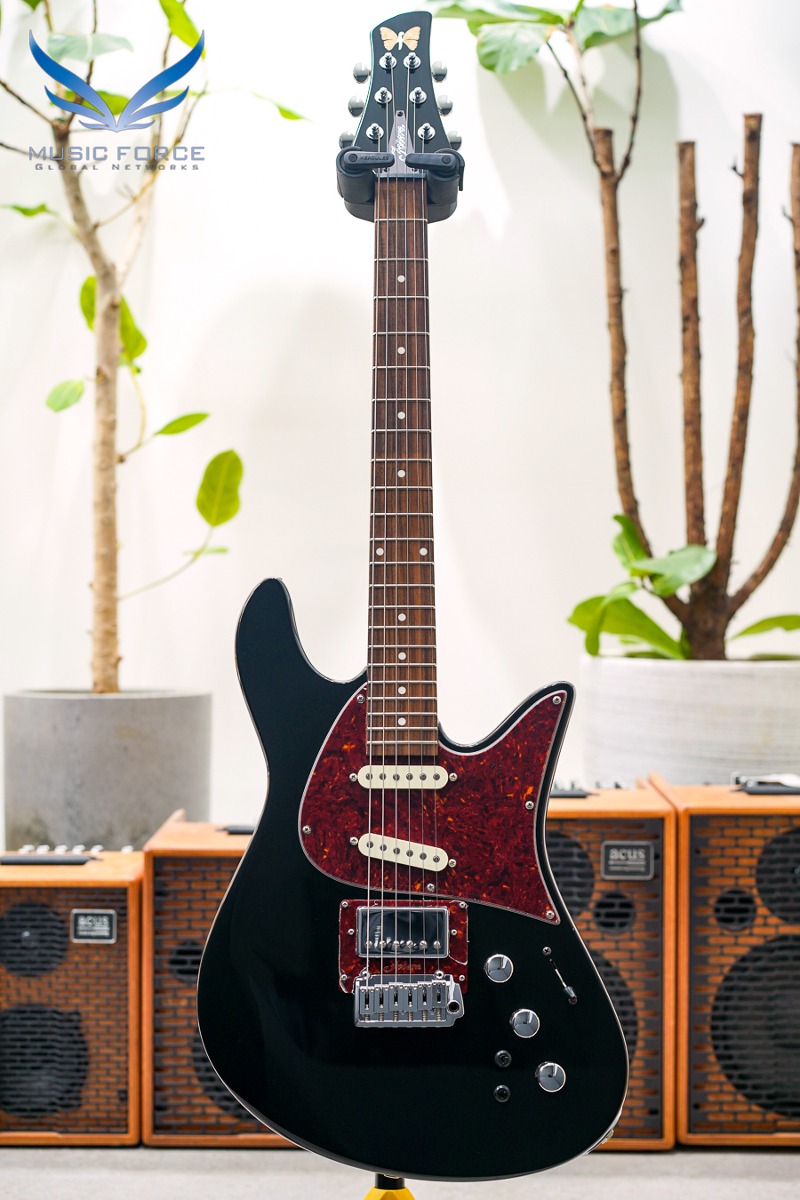 Fodera Emperor Standard Classic Guitar HSS-Black w/Tortoise PG, Indian Rosewood FB &amp; Black Headstock (신품) - E6S041