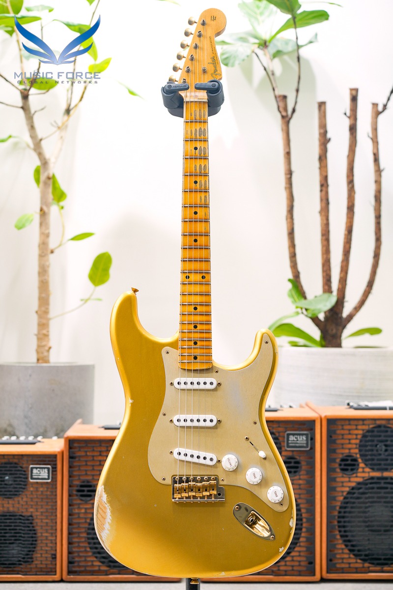 [2024 새봄맞이세일! (~4/30까지)] Fender Custom Shop Limited Edition 1955 Strat Relic - Aged HLE Gold w/Gold Hardware (2021년산/신품) - CZ552975