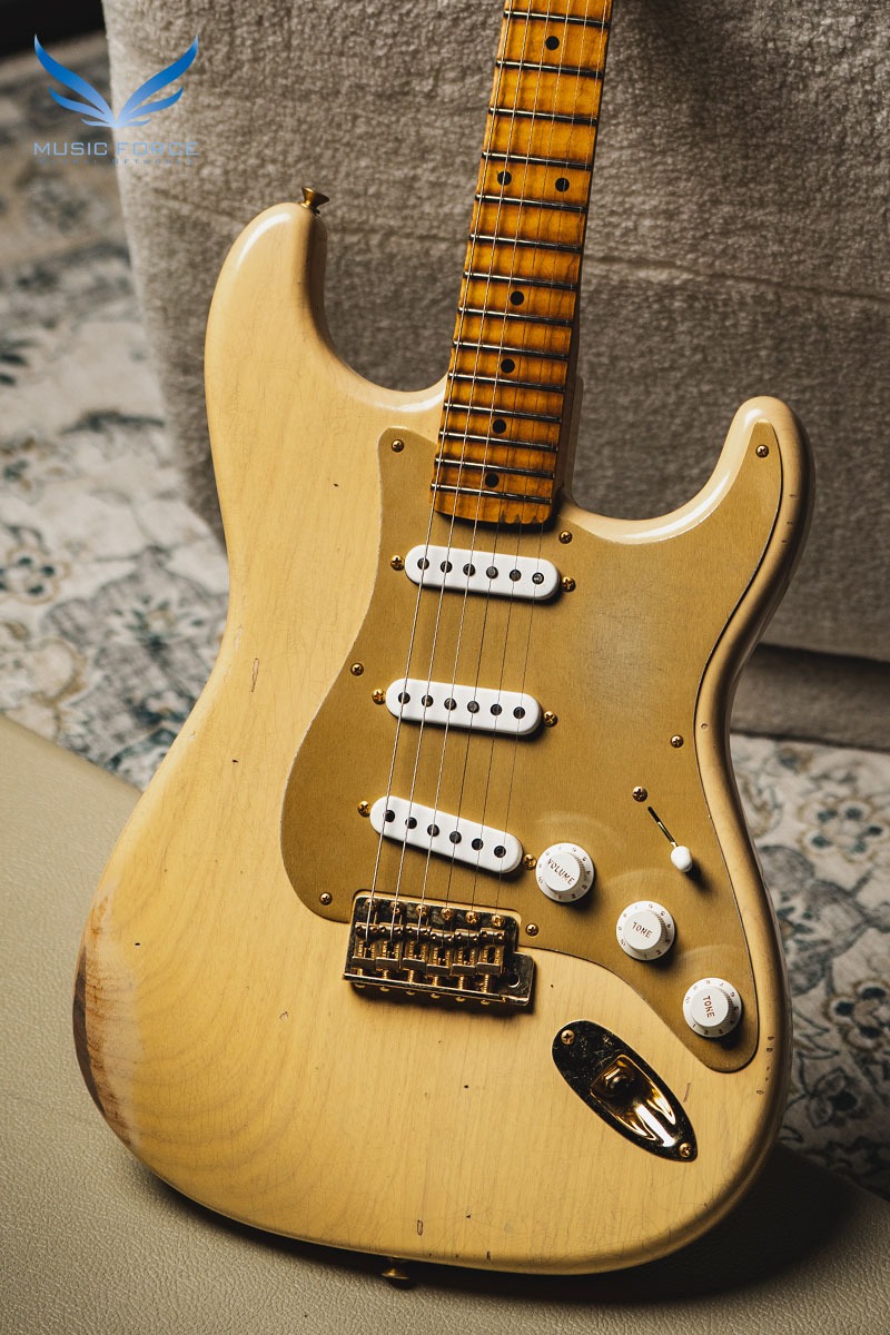 [2024 새봄맞이세일! (~5/31까지)] Fender Custom Shop Limited Edition 1955 Bone Tone Strat Relic-Aged Honey Blonde w/1-Piece AA Flame Maple Neck &amp; Gold Hardware (2023년산/신품) - CZ568138