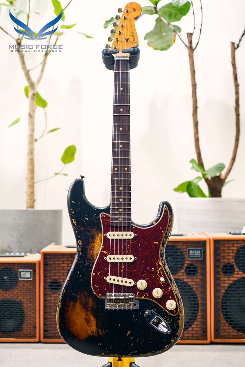 [2024 새봄맞이세일! (~4/30까지)] Fender Custom Shop Limited Edition 1960 Roasted Strat Super Heavy Relic-Aged Black over 2 Color Sunburst w/Roasted Maple Neck &amp; Tortoise Pickguard (2023년산/신품) - CZ576074